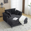 VINGLI 56' Oversized Chaise Lounge Chair, Dark Grey Comfy Corduroy Chaise Sofa Recliner Bed Upholstered Sleeper Couch Bed with Throw Pillows and Armrests for Living Room, Movie Room, Bedroom