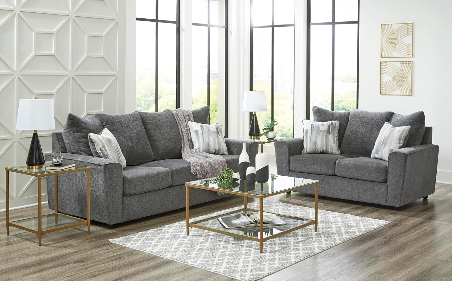 Signature Design by Ashley Stairatt Casual Sofa with Flared Arms, Gray