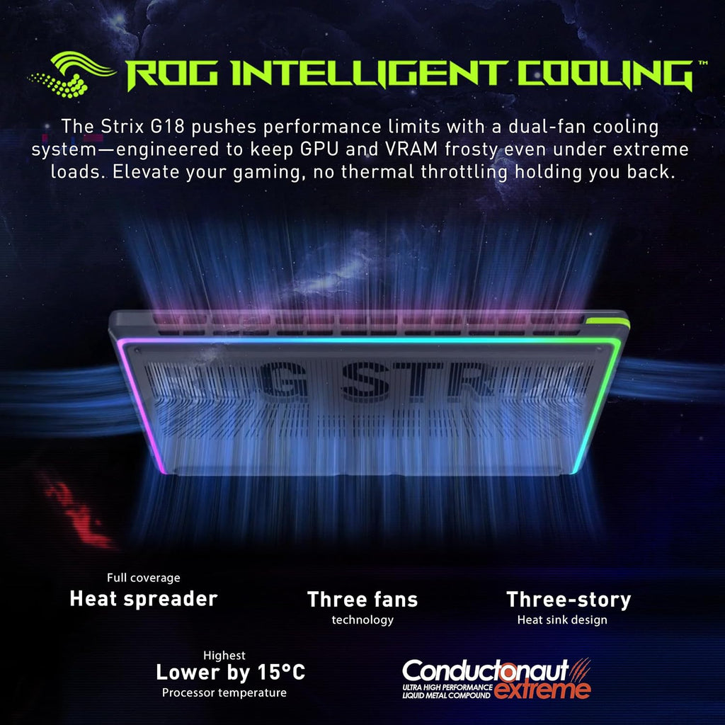 ASUS ROG Strix G18 18' WQXGA 240Hz Gaming Laptop, GeForce RTX 5070 8GB, Intel Ultra 9 275HX, 64GB DDR5, 5TB Storage (4TB SSD + 1TB Docking Station Set), Backlit Keyboard, IR Camera, Win 11, Gray