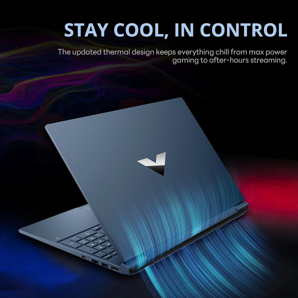 HP Victus Gaming Laptop, 15.6' FHD 144Hz IPS Display, Intel Core i5-13420H, 16GB RAM, 512GB PCIe SSD, NVIDIA GeForce RTX 3050, Backlit Keyboard, Wi-Fi 6, Win 11 Pro, Blue, 32GB Hotface USB Card