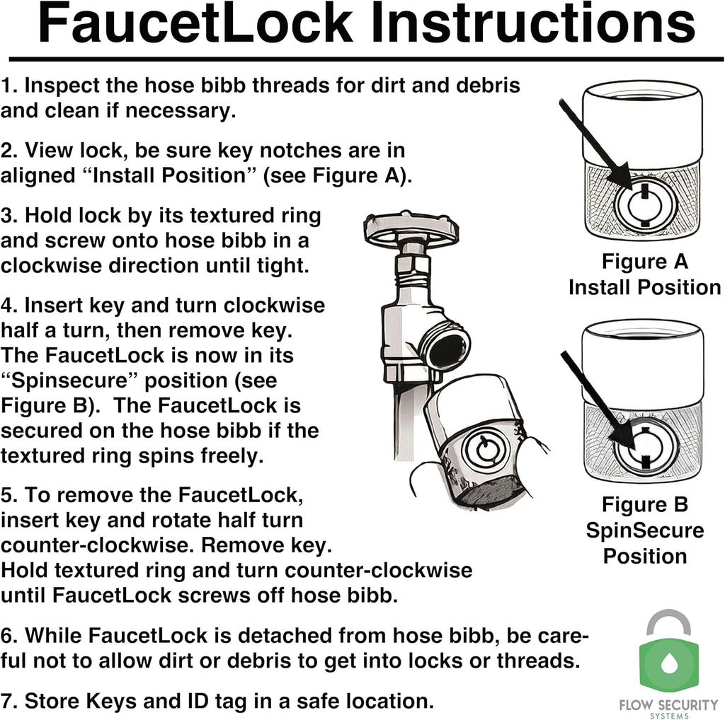 The FaucetLock | Heavy Duty Brass Construction | Prevents Water Theft & Secures Outdoor Bibbs | Promotes Water Conservation | Keyed The Same | FSS 50 | 20 Pack