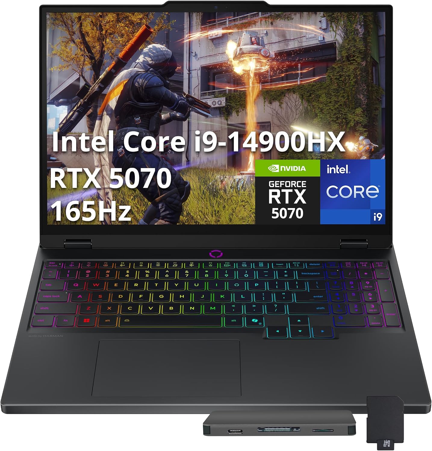 Lenovo Legion 5 15.1' WQXGA 165Hz Gaming Laptop, Intel i9-14900HX, 64GB DDR5, 2TB SSD, GeForce RTX 5070 GDDR7 8GB, RGB Backlit Keyboard, Windows11 Pro, Black, Wi-Fi 7, 1TB Docking Station Set