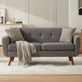 Tbfit 65' W Loveseat Sofa, Mid Century Modern Love Seat Couches for Living Room, Button Tufted Upholstered Small Couch for Bedroom, Solid and Easy to Install Love Seats Furniture, Ash-Colored
