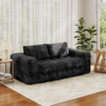 EROMMY 76'' Boneless Couch, 3 Seater Cloud for Living Room, Oversize Loveseat Sofa with Wide Armrest and 2 Back Support, No Assembly Required Chenille Soft Sofa, Black