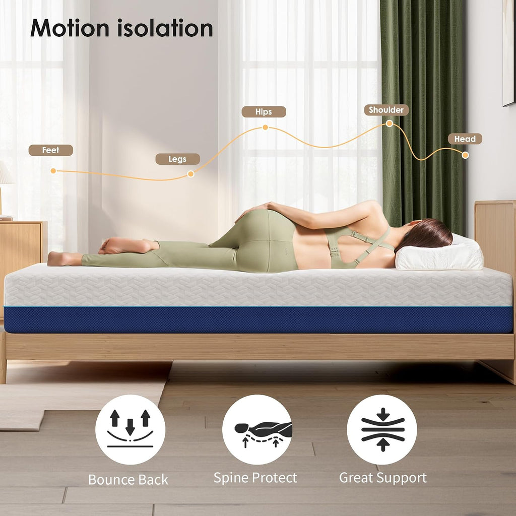 6 Inch Mattress Full Size, Gel Memory Foam Mattress for Dorms, Daybeds, Living Room, Guest Rooms, Removable Cover, Medium Firm for Pressure Relief