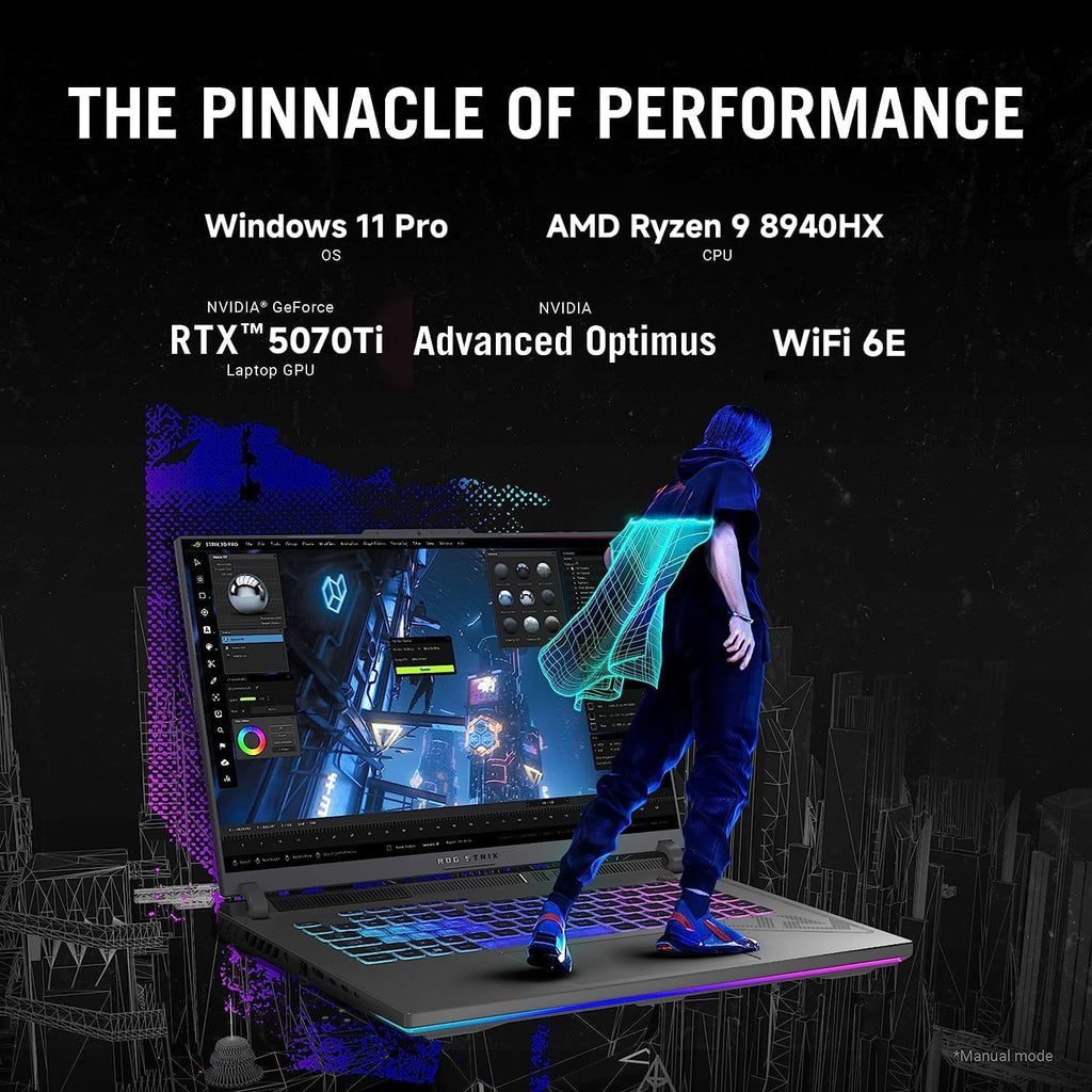 ASUS ROG Strix G16 Gaming Laptop, 16' WUXGA 165Hz 100% Standard RGB Display, AMD Ryzen 9 8940HX, NVIDIA GeForce RTX 5070 Ti 12GB, 32 GB DDR5 RAM, 2 TB PCIe SSD, Win 11 Pro, Backlit KB, w/Accessories