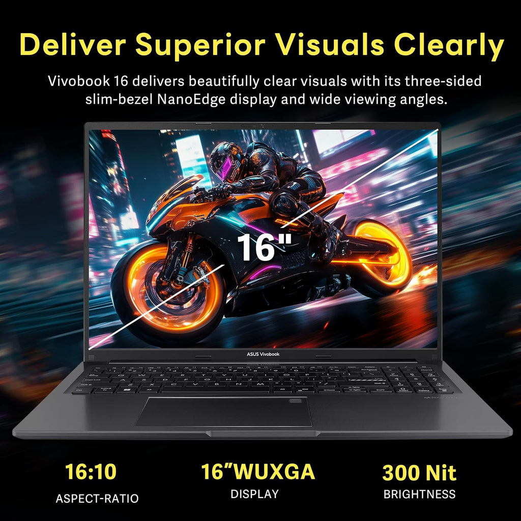 ASUS Vivobook 16' WUXGA Laptop, Intel Core i7-1355U, 24GB RAM, 2TB Storage(1TB SSD+1TB Docking Station Set), Iris Xe Graphics, Backlit Keyboard, Number Pad, Fingerprint, Webcam, Win 11, Black