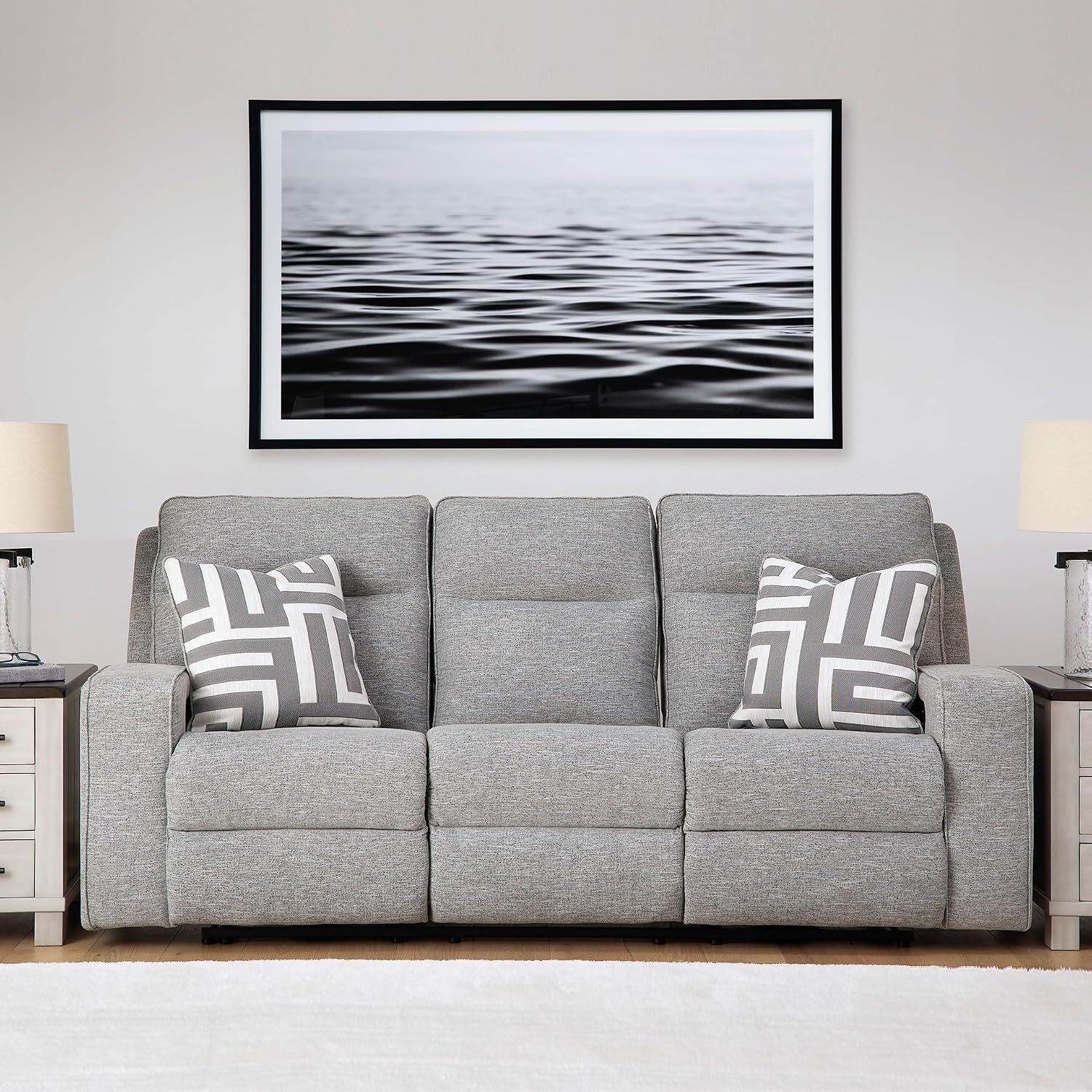 Signature Design by Ashley Biscoe Power Reclining Sofa, Easy View Headrest & Zero-Gravity Recline, Next-Gen Nuvella Polyester, Extended Ottoman, 88' Living Room Seating