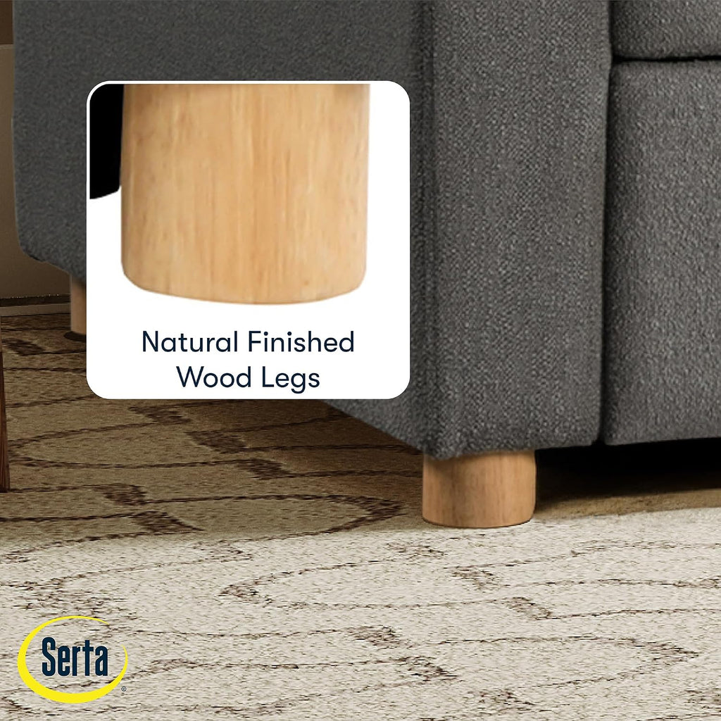 Serta Tulsa 66.1' Convertible Sleeper Loveseat, Full Size, Dreamcoil Comfort, FingerGuard Pinch Point Protection, Boucle Fabric, Grey
