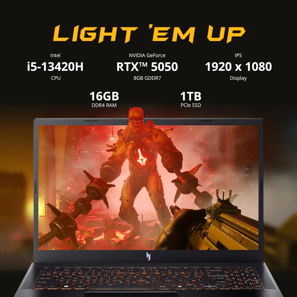 acer Nitro V 15.6' FHD IPS 165Hz Gaming Laptop, Intel Core i5-13420H, NVIDIA GeForce RTX 5050 8GB GDDR7, 16GB RAM, 1TB SSD, Backlight Keyboard, Wi-Fi 6, Win 11 Pro, Black, 1TB Docking Station Set