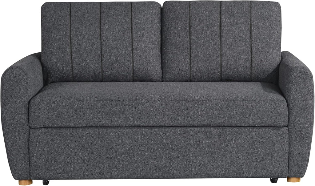 Serta Galway 66.5' Convertible Sleeper Loveseat, Full Size, Dreamcoil Comfort, FingerGuard Pinch Point Protection, Boucle Fabric, Charcoal
