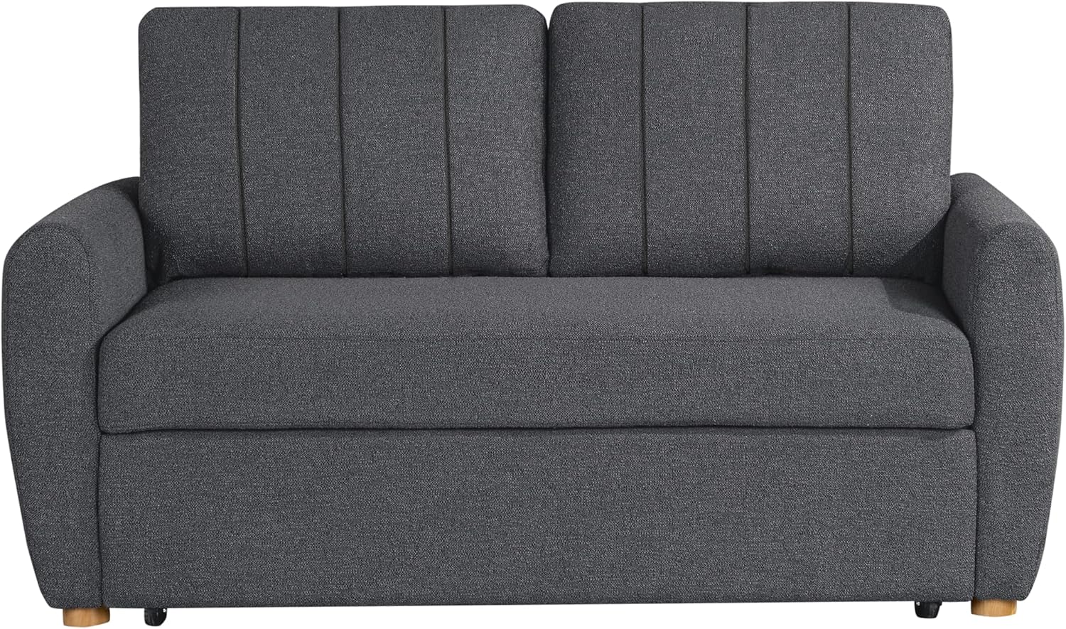 Serta Galway 66.5' Convertible Sleeper Loveseat, Full Size, Dreamcoil Comfort, FingerGuard Pinch Point Protection, Boucle Fabric, Charcoal