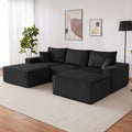 Weture 108' Modular Sectional Sofa, Cloud Sectional Couch with Deep Seat, Upholstered Boneless Couches for Living Room Bedroom, Modern Modular U-Shape Sofa Couch with Chaise, 5Seat, Black