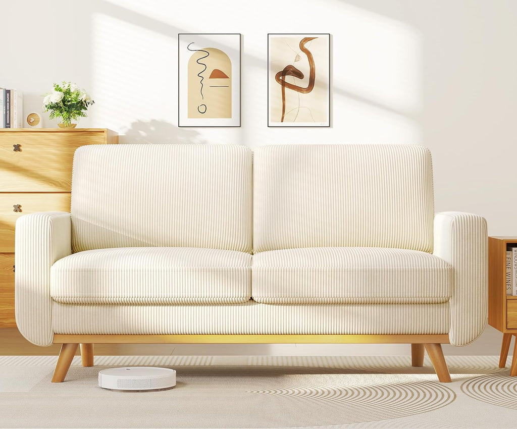 Vesgantti 68' Loveseat Sofa Beige, Comfy Corduroy Couch with Spring Cushion, Modern Sofa with Deep Seat, for Bedroom & Living Room