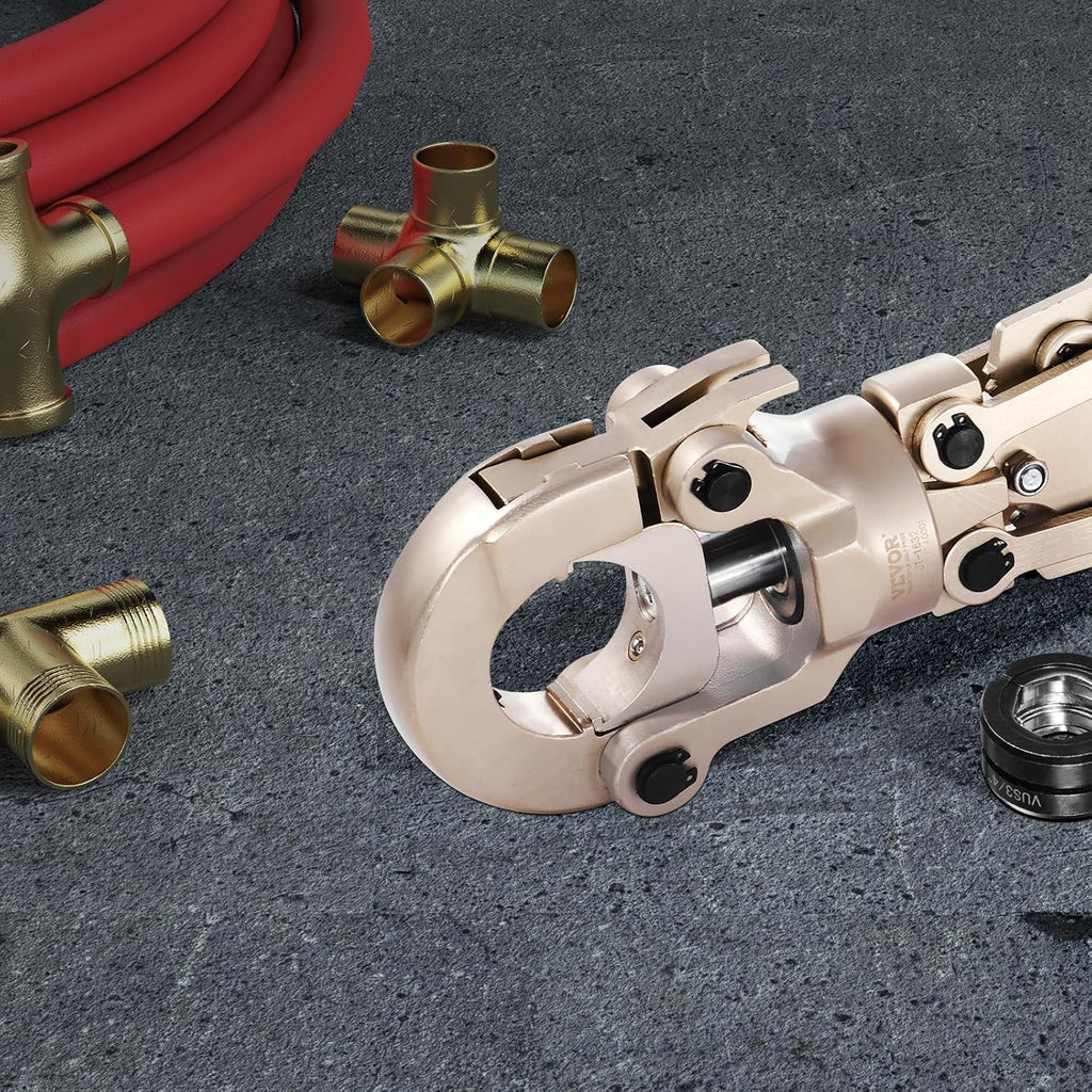VEVOR Copper Press Tool Tube Fittings Crimping Kit, 360° Rotatable Press Crimper Tool with 1/2', 3/4', 1' Quick Change Jaws, Locking Pin & Extendable Handle, Meet ASTM B88 and B75 Standard
