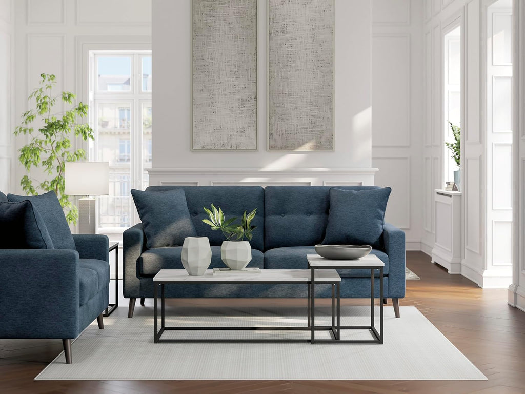 Signature Design by Ashley Bixler Classic Tufted Sofa with Removable Cushions, Blue