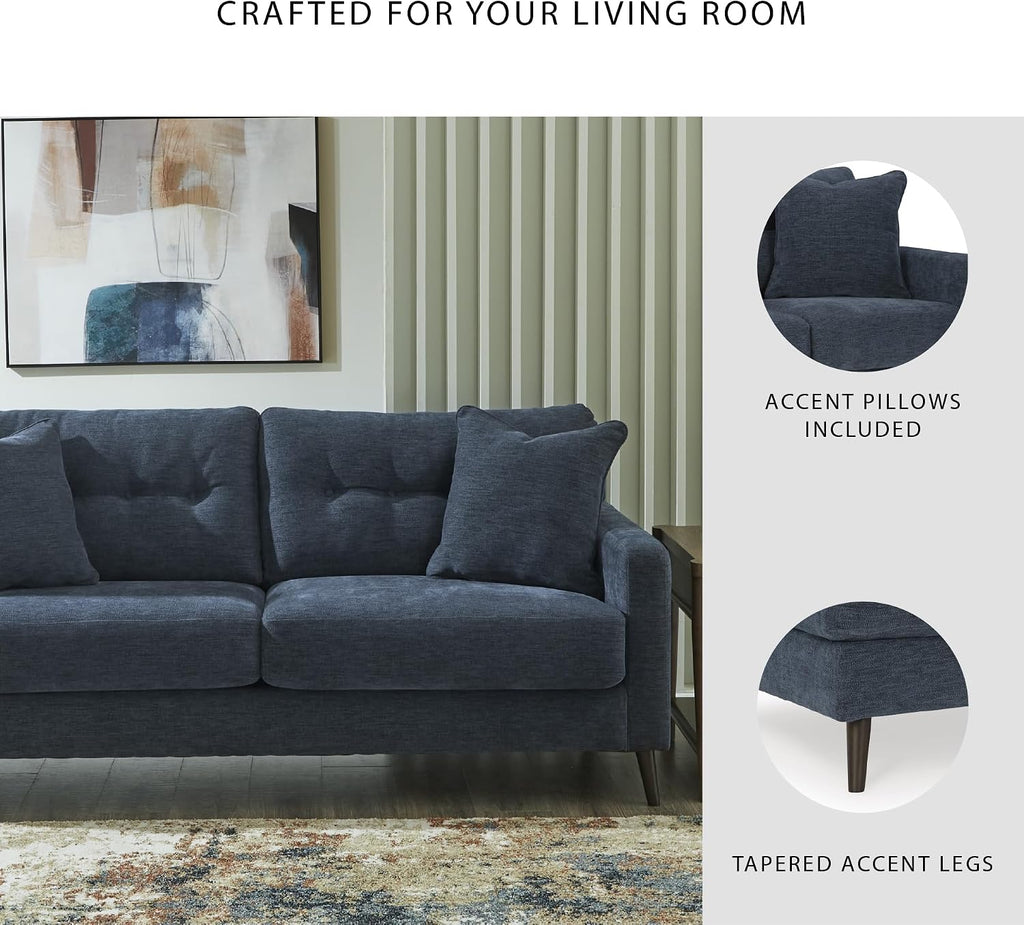Signature Design by Ashley Bixler Classic Tufted Sofa with Removable Cushions, Blue
