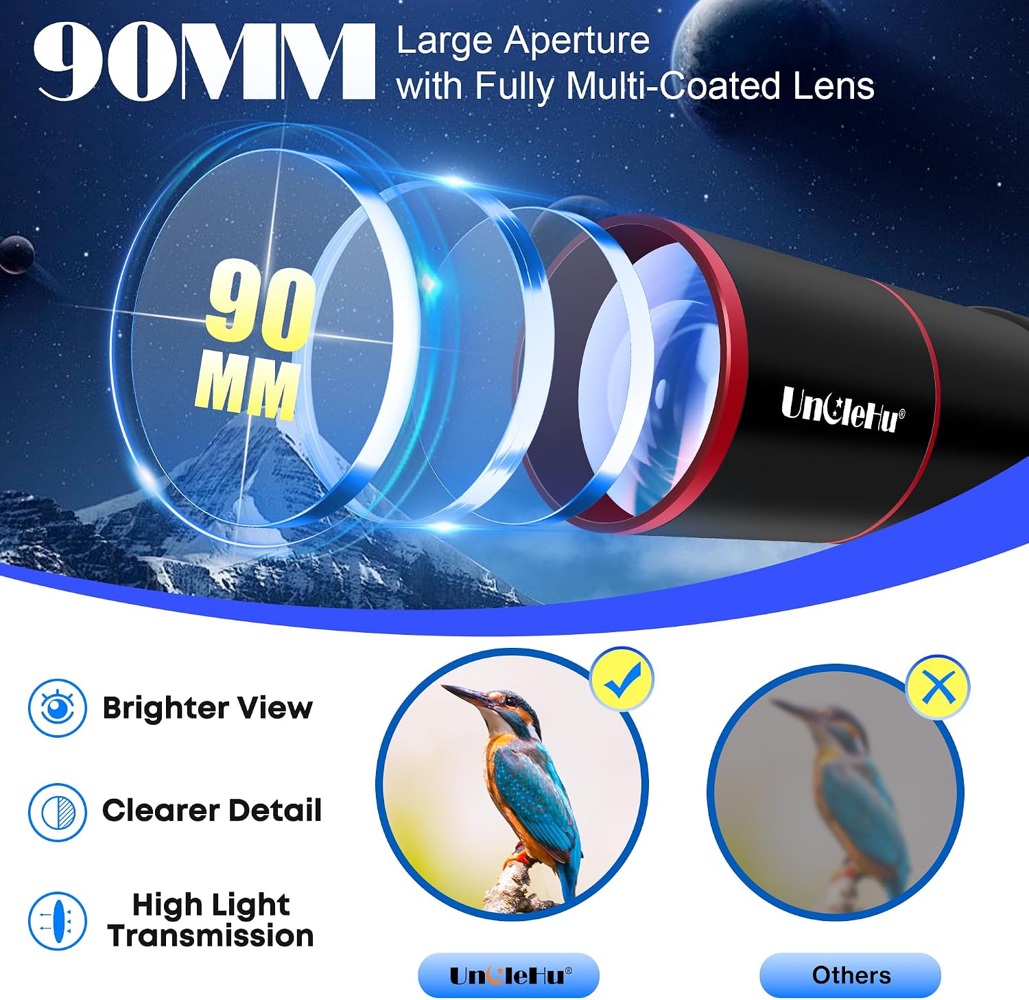 Telescope for Adults High Powered, 90mm Aperture 550mm Professional Telescope for Kids&Beginners with Folding Stool&Tripod&Phone Adapter&Carrying Bag, Portable Travel Refractor Astronomical Telescopes