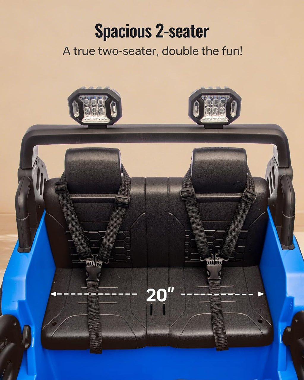 Outfunny 2 Seater Ride on Car Toy, 24V 4WD Electric Car for Kids 4-8 with Remote Control, 4x200W Motors, Capacity 150 lb - Blue