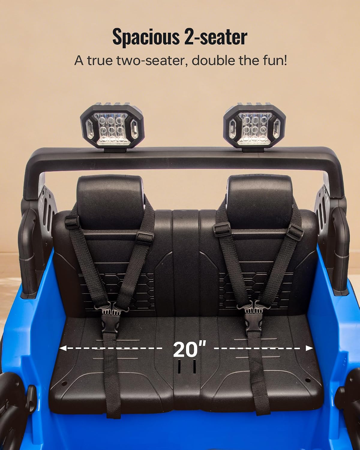 Outfunny 2 Seater Ride on Car Toy, 24V 4WD Electric Car for Kids 4-8 with Remote Control, 4x200W Motors, Capacity 150 lb - Blue