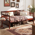 Giantex Twin Daybed Frame, Wooden Sofa Bed Guest Bed with Rails & Wood Slat Support, Dual-use Twin Size Platform Bed Frame for Living Room Bedroom, No Box Spring Needed, Cherry