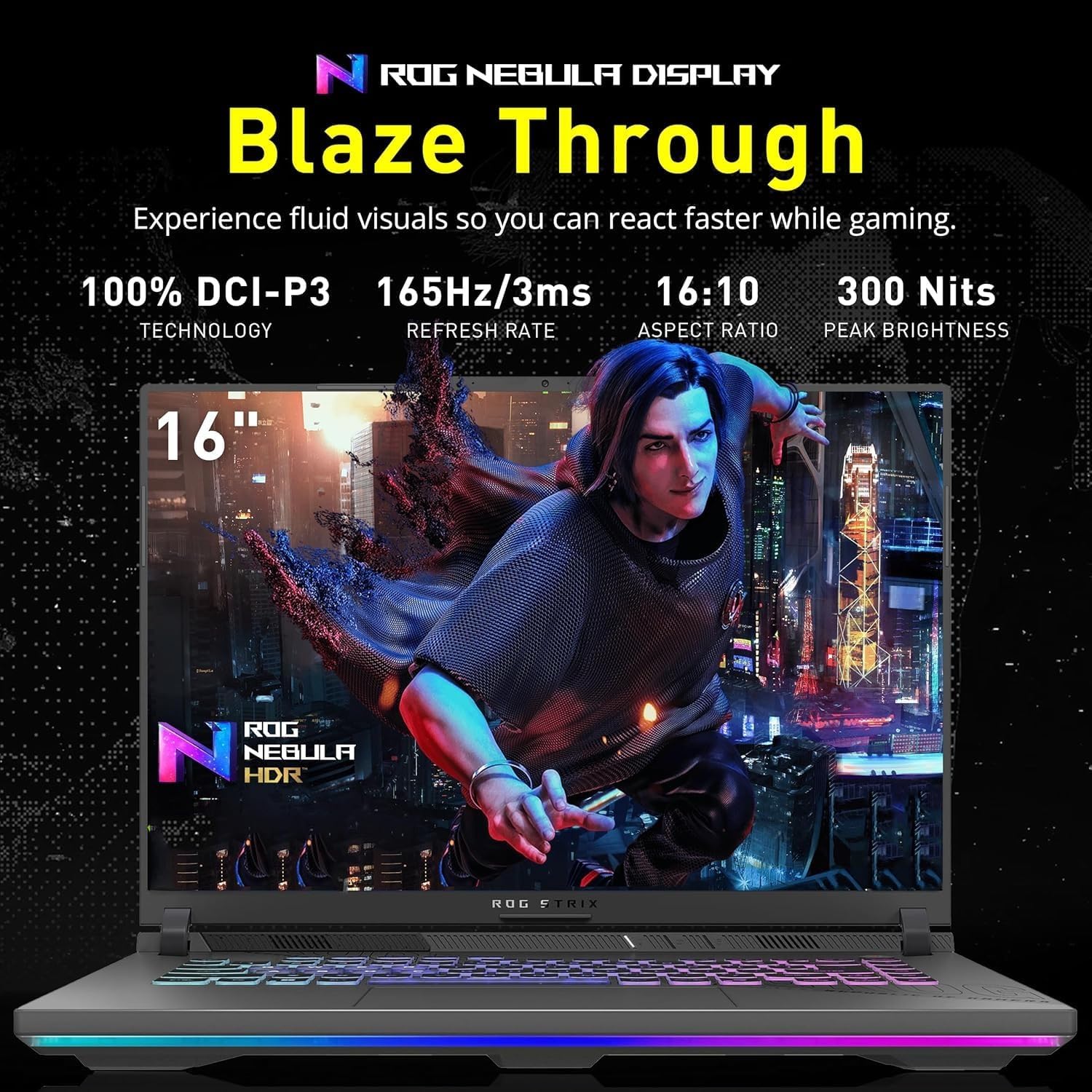 ASUS ROG Strix G16 G614 AI Gaming Laptop 16.0' 165Hz IPS WUXGA Display (AMD Ryzen 9 8940HX, GeForce RTX 5070 Ti 12GB, 64GB DDR5, 2TB PCIe SSD, RGB KB, Win 11 Pro) w/DKZ USB Hub - G614PR-G16.R95070TI