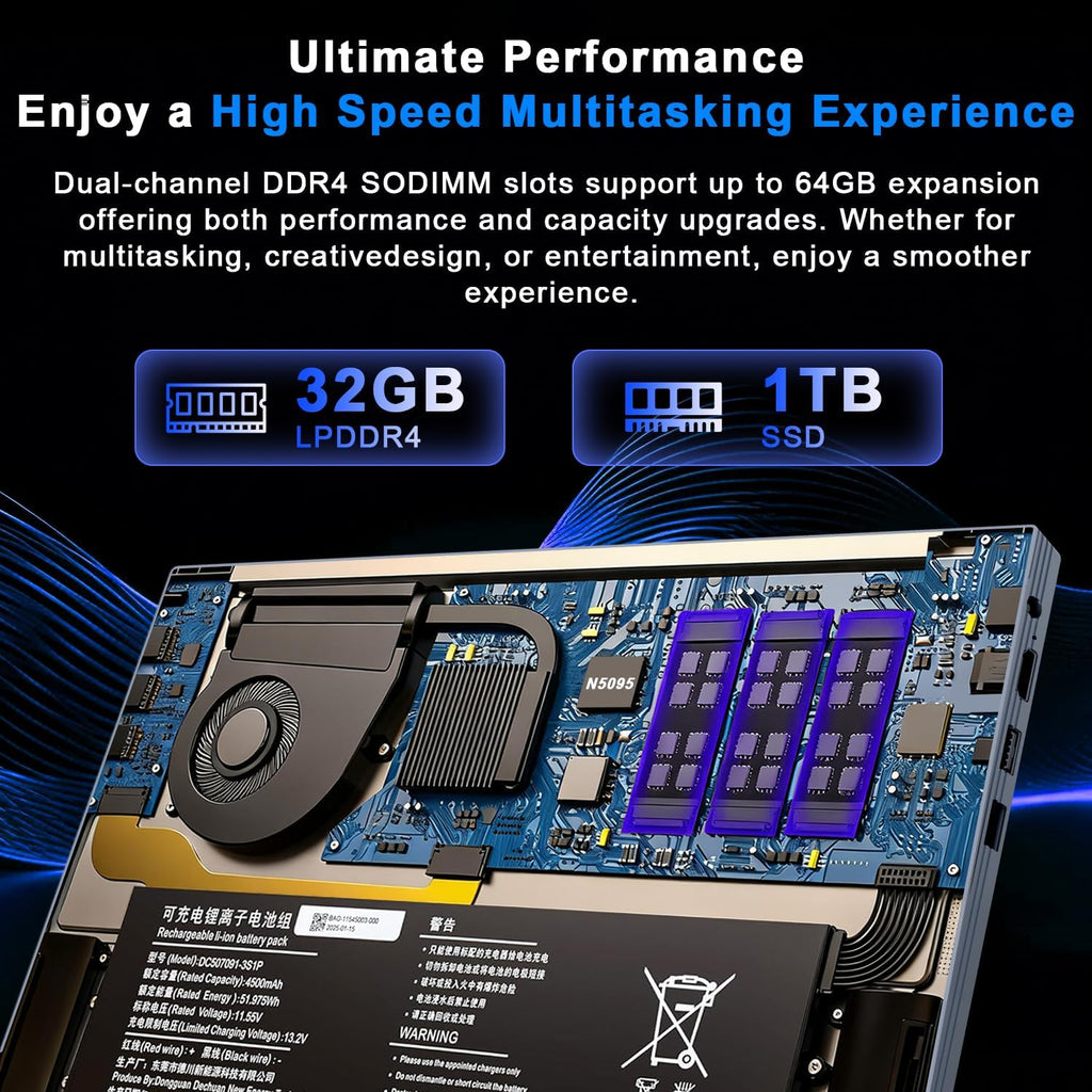 XNQ Gaming Laptop, Laptop Computer 2026, 15.6 Inch Lap Top, 32GB DDR4, 1TB SSD, MX450 TU117 GPU, N-series 4C/4T Processor, Win 11 pro, Colorful Backlit, 1080 FHD, HDMI, Wifi5, Metal Shell, Fingerprint