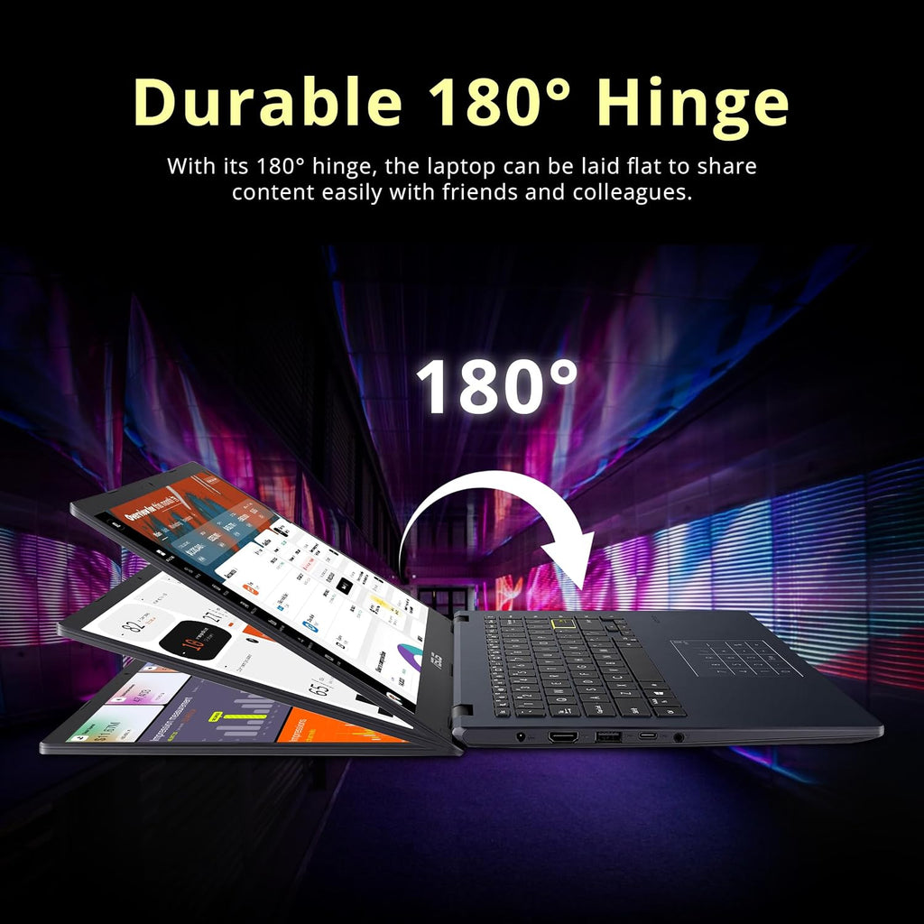ASUS Vivobook Go 14' FHD Business Laptop, Intel Celeron N4500, 4GB RAM, 1.12TB Storage (128GB eMMC + 1TB Docking Station Set), Intel UHD Graphics, Number Pad, HD Webcam, Wi-Fi, Windows 11, Star Black
