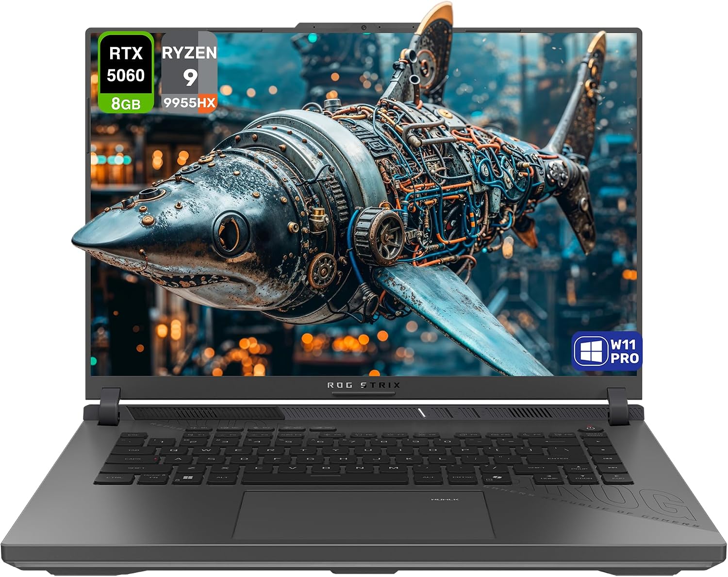 ASUS ROG Strix G16 Gaming Laptop, AMD Ryzen 9-9955HX, 32 GB DDR5 RAM, 2 TB PCIe SSD, 16' WUXGA (1920x1200) 165Hz Display, Nvidia G-Force RTX 5060, 4-Zone RGB Keyboard, W11 Pro, Eclipse Gray