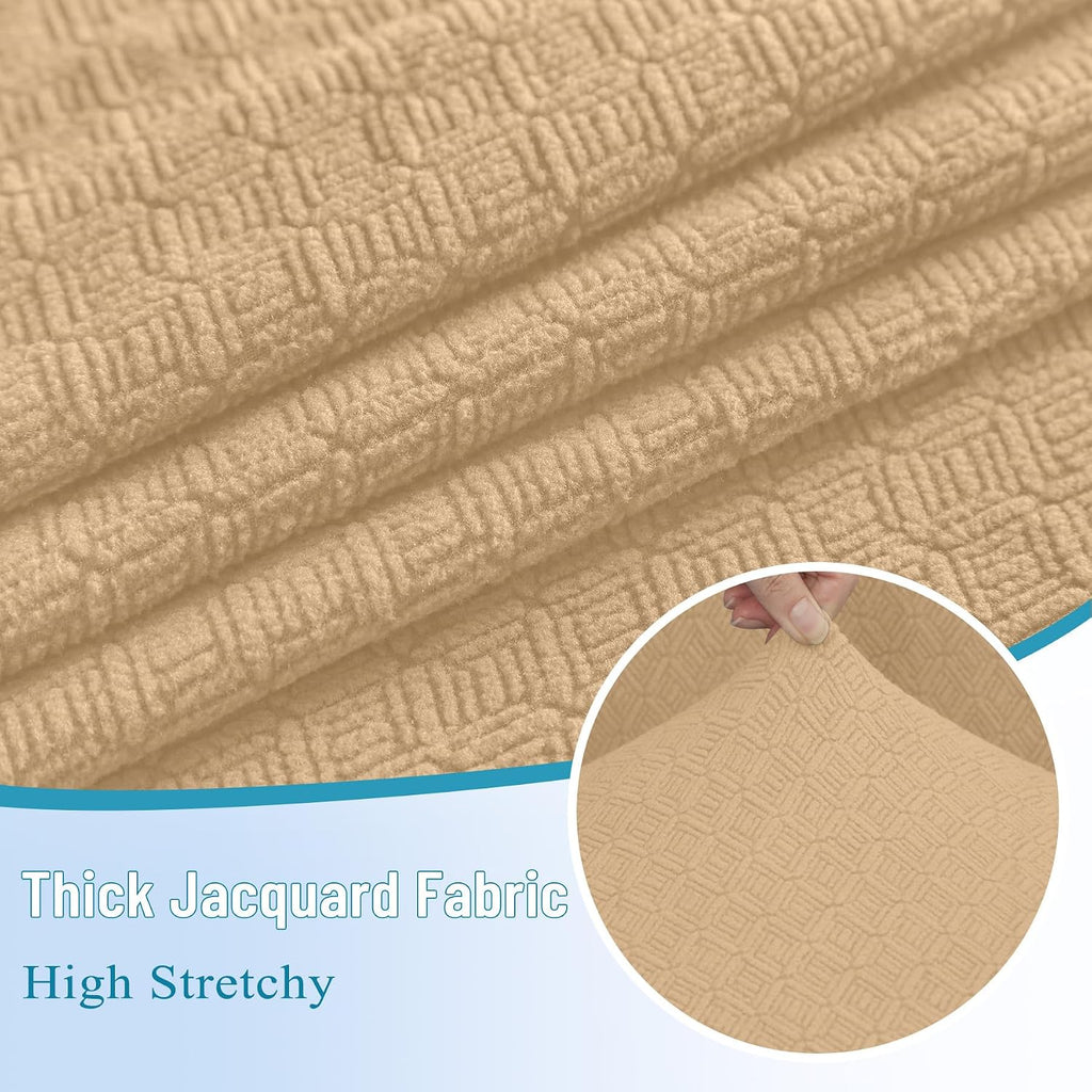 HDCAXKJ Waterproof Sectional Couch Cushion Covers 11 Pieces Stretch Jacquard L Shaped Corner Sofa Slipcover Back Cover Soft Sofa Seat Cushion Covers for Dogs Pet (5 Seater and 6 Backrest, Apricot)