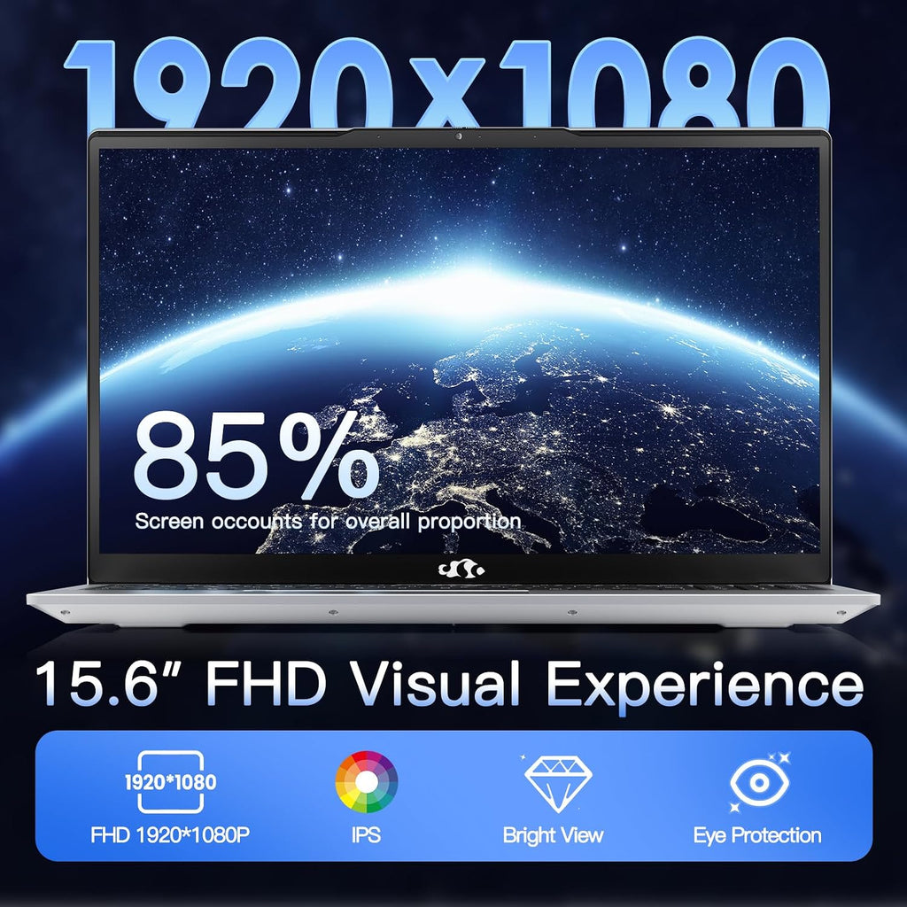 15.6 IPS FHD Student Laptop, 16GB RAM 1TB SSD, Intel Pentium Quad-Core N100 (Beat to i3-1115G4, Up to 3.4GHz), Backlit Keyboard, Fingerprint, 65W Type C, WiFi 6, BT5.2, USB3.0, Win 11