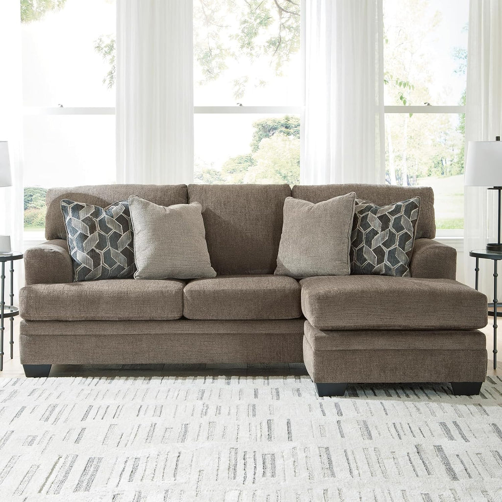Signature Design by Ashley Stonemeade Casual Right-Arm Facing Sofa Chaise with 4 Toss Pillows, Dark Brown