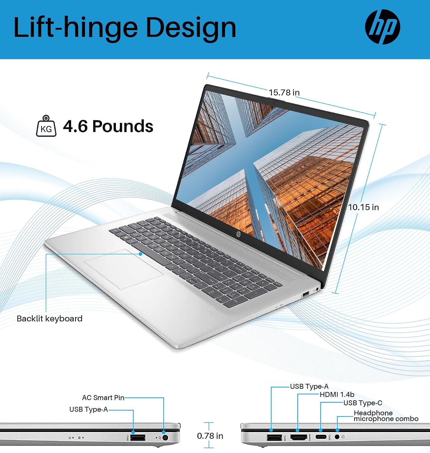 HP 17.3 Inch FHD Laptop for Business and Office, Intel Core i5 1335U Processor (10-Core, Up to 4.6GHz), 32GB RAM, 1TB SSD, Intel Iris Xe Graphics, Wi-Fi 6, Backlit Keyboard, Windows 11 Home