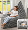 Hobestluk 3 in 1 Bean Bag Chair Giant Bean Bag Chairs for Adults with Ripple Cover Convertible Bean Bag Floor Cushion with Machine Washable Cover for Living Room (Ripple Grey)
