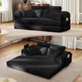 Upgraded 79' High Backrest Sofa Bed with Fixed Frame, Corduroy Fabric Convertible Couch for Small Spaces, Removable Armrests & Backrest, No Assembly Required (Black)