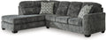 Signature Design by Ashley Lonoke Casual Left-Arm Facing 2-Piece Sectional with Chaise, Loose Seat Cushions, Throw Pillows Included, Gray