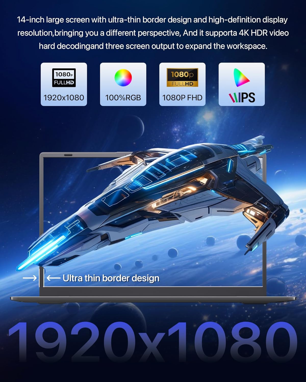 2026 Laptop, Pentium Gold 6500Y Processor(Up to 3.4GHz),32GB RAM 512GB SSD,14 Inch FHD IPS Display, 5000mAh Battery,Type-C,Portable Laptops Computer for Business Office Home