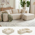 Bashaw 108' Modular Sectional Sofa Couches with Chaise, L-Shape Boneless Couch Deep Seat Upholstered Boneless Sectional Couch for Living Room (Beige, 108' Right Facing Chaise)