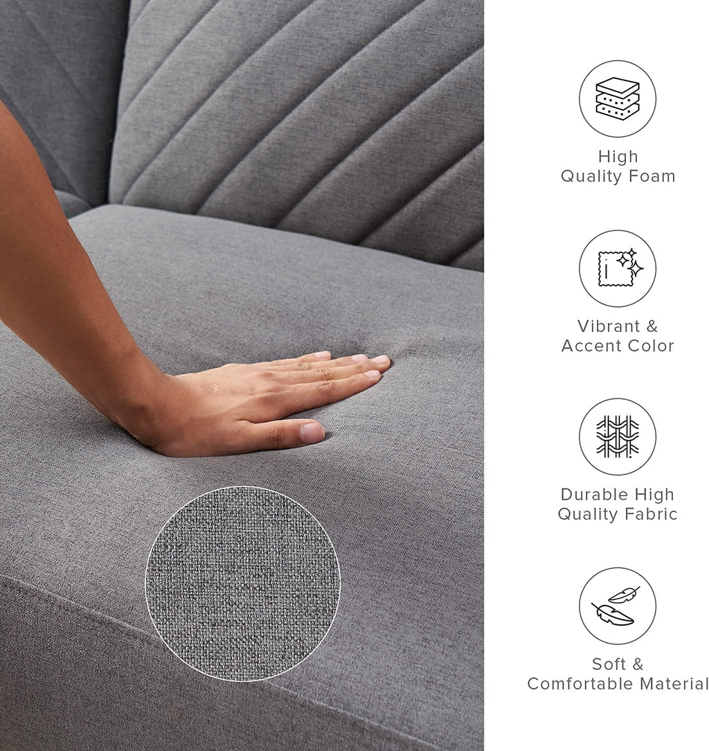 mopio 76.4' Futon Sofa Bed, Couch, Loveseat, Sleeper Sofa, Mid Century Modern Futon Couch, Sofa Cama, Couches for Living Room (Dark Gray Fabric)