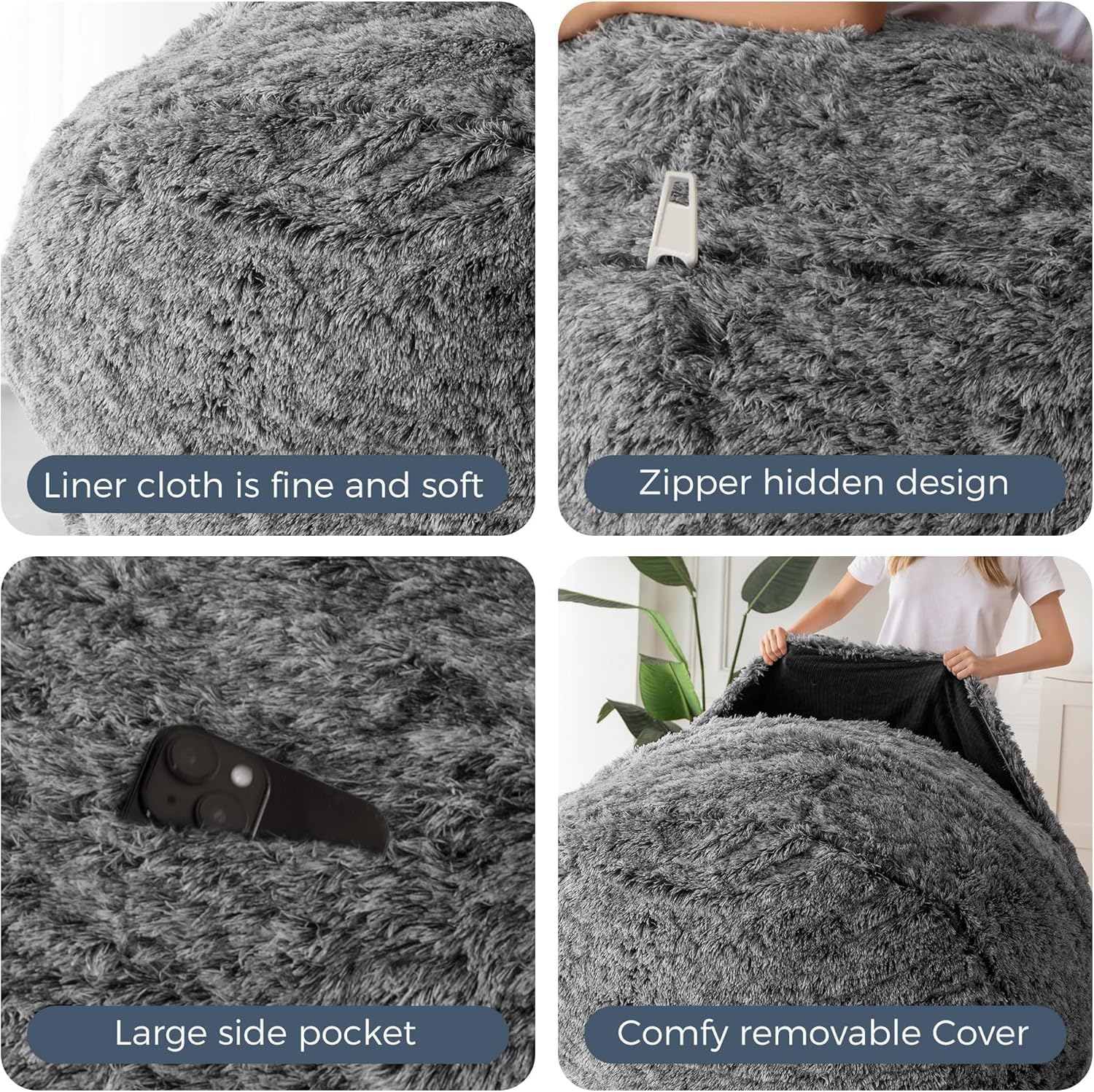 MAXYOYO Giant Bean Bag Chair Bed for Adults, Convertible Beanbag Folds from Lazy Chair to Floor Mattress Bed, Large Floor Sofa Couch, High-Density Foam Filling