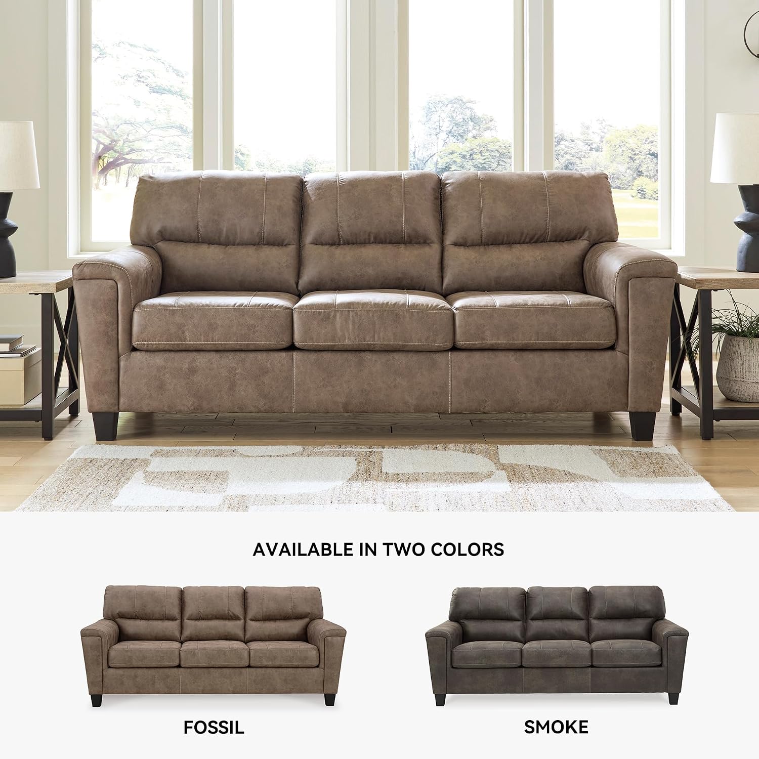 Signature Design by Ashley Navi Modern Queen Sofa Sleeper with Removable Cushions, Dark Brown