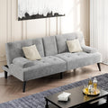 Shintenchi Futon Sofa Bed, Velvet Foldable Couch Reclining Sleeper w/Removable Armrests, Upholstered Loveseat w/Folding Cup Holders for Home, Office, Light Gray