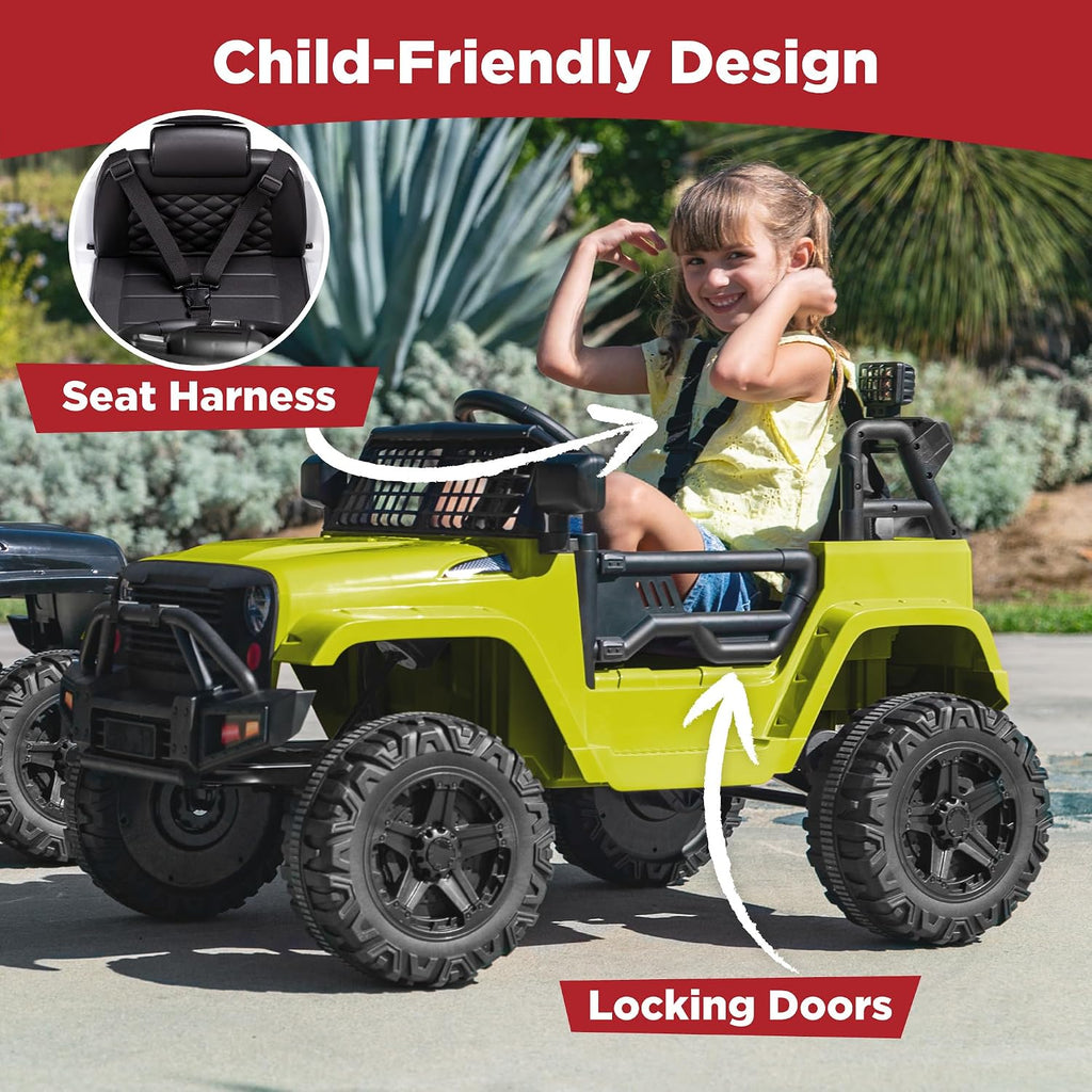 Best Choice Products 12V Kids Electric Vehicle Toy Ride On Car with Parent Remote Control for Toddlers, Seat Harness, 61 lbs Weight Capacity, Locking Doors, Spring Suspension, Bluetooth - Green