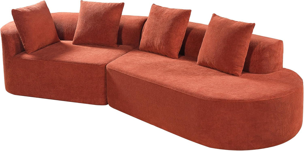 Christopher Knight Home Randa Upholstered Modern Sofa Couch, Boneless Cloud Sofa, Fully Assembled Long Sofa Chaise Lounge, Large Upholstered Couch, Orange