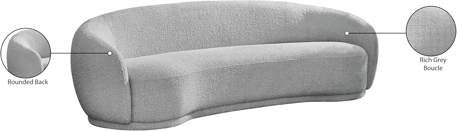 Meridian Furniture 693Grey-S Hyde Collection Modern | Contemporary Boucle Fabric Upholstered Sofa, Grey, 89.5' W x 38' D x 28' H