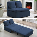CECER 43.3' Convertible Sofa Bed，Twin Size Pull Out Sofa Bed with 2 Pillows，3 in 1 Linen Sleeper Sofa with Mattress for Small Space-Dark Blue