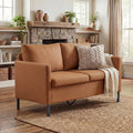 TYBOATLE Modern Faux Leather Small Couches for Small Spaces, Comfy Upholstered Brown Love Seat for Dorm, 2 Seater Mini Couch for Bedroom, Apartment, Office, Brown