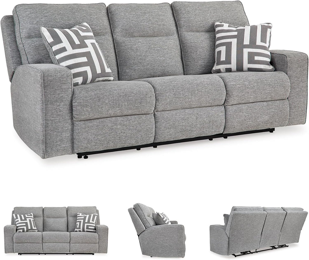 Signature Design by Ashley Biscoe Power Reclining Sofa, Easy View Headrest & Zero-Gravity Recline, Next-Gen Nuvella Polyester, Extended Ottoman, 88' Living Room Seating