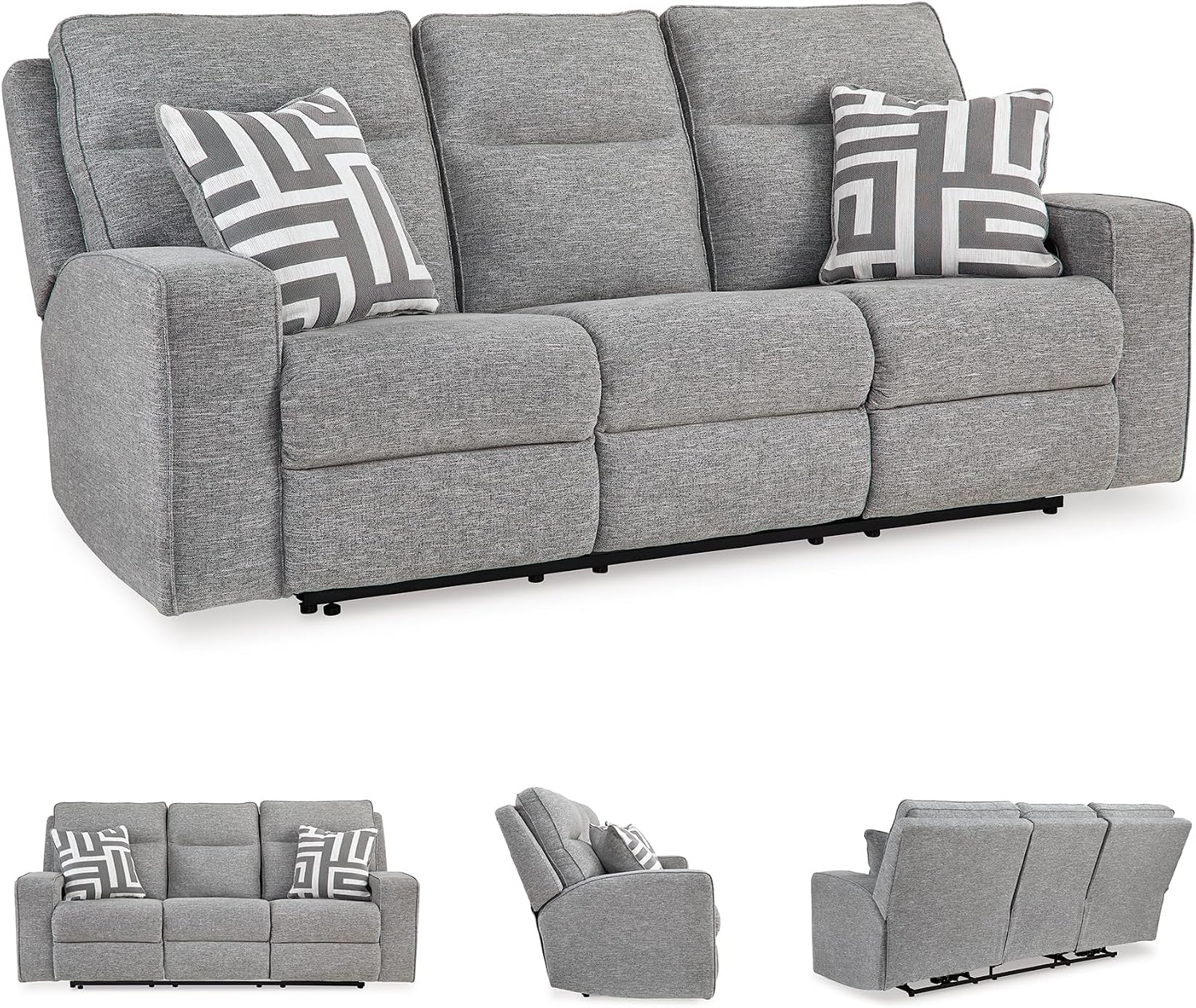 Signature Design by Ashley Biscoe Power Reclining Sofa, Easy View Headrest & Zero-Gravity Recline, Next-Gen Nuvella Polyester, Extended Ottoman, 88' Living Room Seating