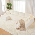 130' Modular Sectional Sleeper Sofa, Modern Cloud Sectional Sofa Couch with Cupholders and Storage, U Shape Boneless Couches for Living Room, Free Combination, No Assembly Required,Beige